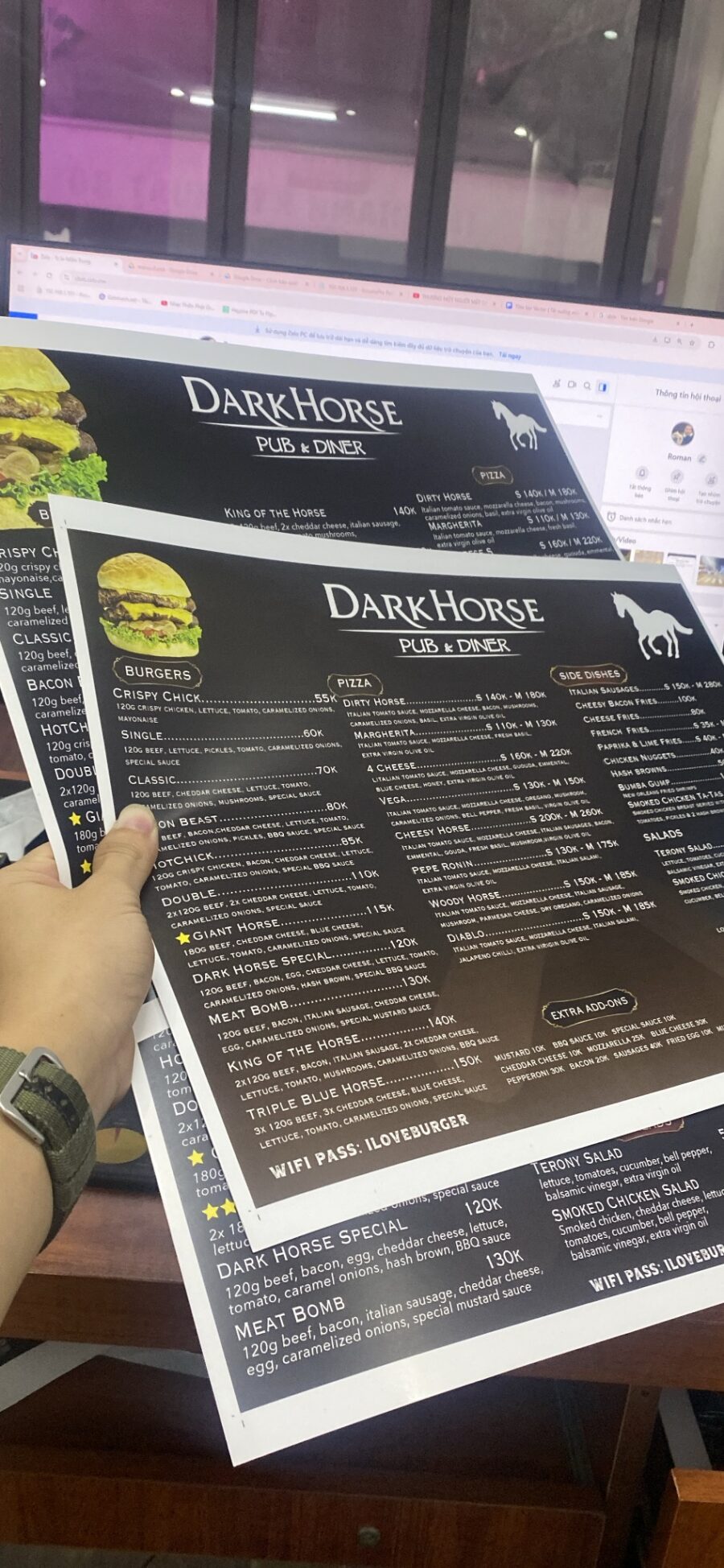Menu tờ rời